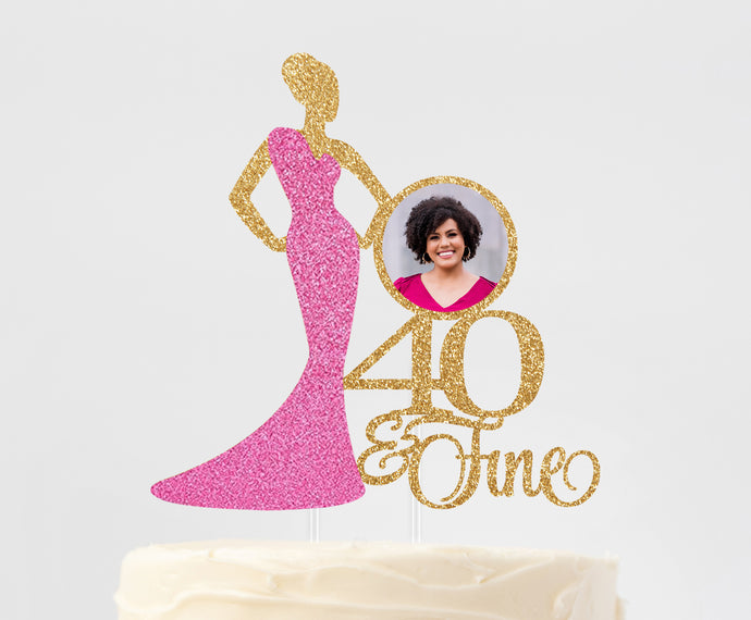40 & Fine Photo Cake Topper | Milestone Birthday | Birthday Gift | Birthday Cake Topper