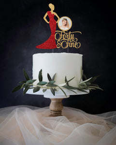 Personalized Birthday Cake Topper | Photo Cake Topper | Gift for Her | Golden Birthday
