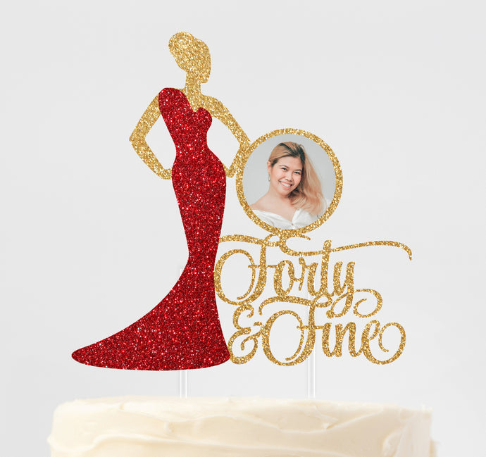 Personalized Birthday Cake Topper | Photo Cake Topper | Gift for Her | Golden Birthday