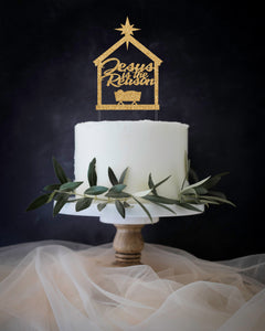 Jesus is the Reason Christmas Cake Topper | Baby Jesus Manger | Christmas Nativity | Happy Birthday Jesus