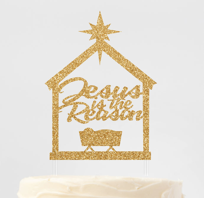 Jesus is the Reason Christmas Cake Topper | Baby Jesus Manger | Christmas Nativity | Happy Birthday Jesus