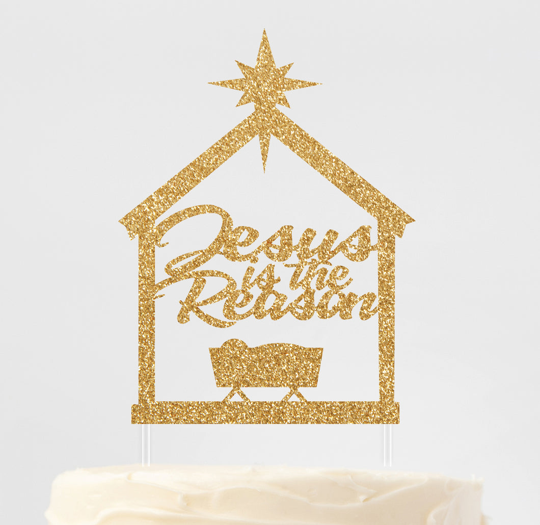 Jesus is the Reason Christmas Cake Topper | Baby Jesus Manger | Christmas Nativity | Happy Birthday Jesus