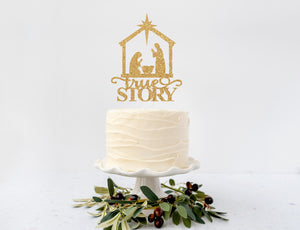Nativity True Story Christmas Cake Topper | Christmas Nativity | Christmas Cake | Baby Jesus Manger