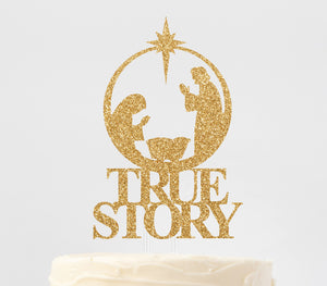 Christmas Nativity | True Story Nativity Christmas Cake Topper | Happy Birthday Jesus | Baby Jesus Manger