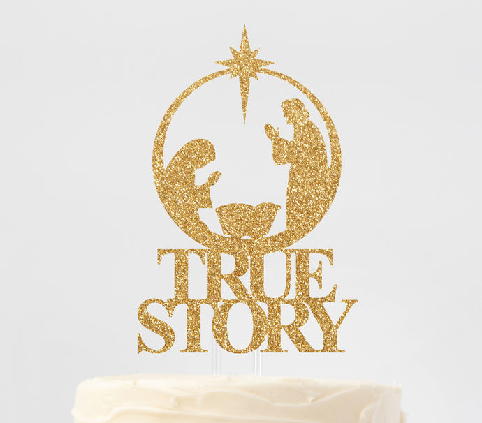 Christmas Nativity | True Story Nativity Christmas Cake Topper | Happy Birthday Jesus | Baby Jesus Manger