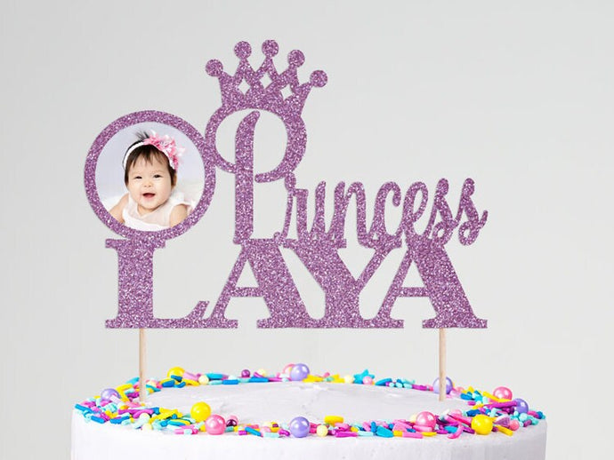 Princess Cake Topper |  Custom Photo Cake Topper, 1st Birthday Cake Topper | Princess Crown | Birthday Cake Topper