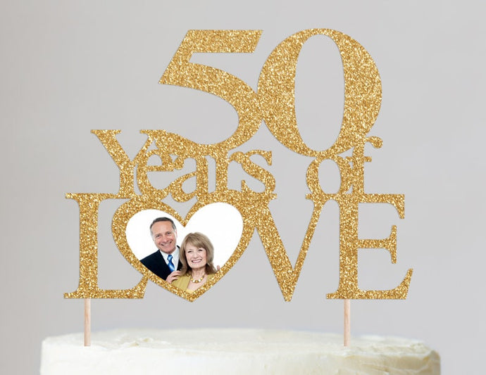Years of Love Anniversary Photo Cake Topper - Personalized for Any Year - Custom Anniversary Cake Decor