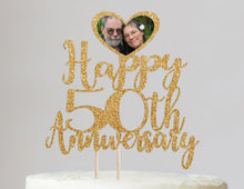 Load image into Gallery viewer, Customizable Happy Anniversary Photo Cake Topper - Personalized Cake Decoration for Any Year