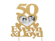 Load image into Gallery viewer, Customizable Anniversary Photo Cake Topper with Names - Personalized Wedding Anniversary Cake Decoration for Any Year