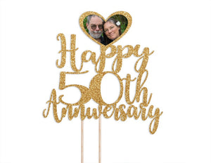 Customizable Happy Anniversary Photo Cake Topper - Personalized Cake Decoration for Any Year
