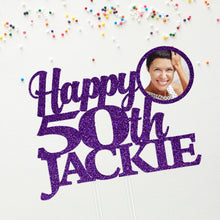 Load image into Gallery viewer, Personalized 50th Birthday Cake Topper | Photo Cake Topper | Happy Birthday Cake Topper