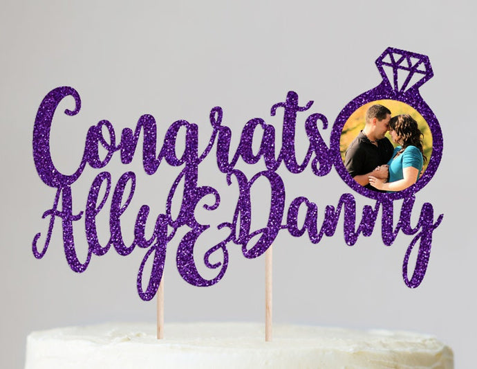 Engagement Photo Cake Topper | Engagement Cake Decorations | Engagement Cake Topper | Name Cake Topper