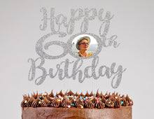 Load image into Gallery viewer, Happy 60th Birthday Cake Topper | Photo Cake Topper | Happy Birthday Cake Topper |  30th Birthday | 40th Birthday |  50th Birthday | 70th Birthday