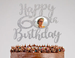 Happy 60th Birthday Cake Topper | Photo Cake Topper | Happy Birthday Cake Topper |  30th Birthday | 40th Birthday |  50th Birthday | 70th Birthday