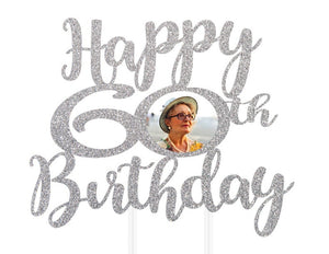 Happy 60th Birthday Cake Topper | Photo Cake Topper | Happy Birthday Cake Topper |  30th Birthday | 40th Birthday |  50th Birthday | 70th Birthday