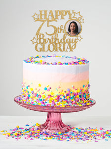 75th Birthday Cake Topper | Birthday Photo Cake Topper | Birthday Cake Decorations | Happy Birthday Cake Topper |  Custom Cake Topper