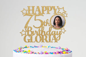75th Birthday Cake Topper | Birthday Photo Cake Topper | Birthday Cake Decorations | Happy Birthday Cake Topper |  Custom Cake Topper
