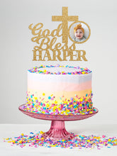 Load image into Gallery viewer, God Bless Cake Topper | Baptism Cake Topper | First Communion Cake Topper | Cross Cake Topper, Name Cake Topper, Custom Cake Topper