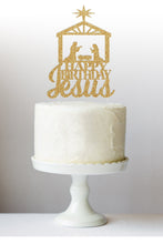 Load image into Gallery viewer, Happy Birthday Jesus | Nativity Cake Topper | Christmas Cake Topper | Manger Scene