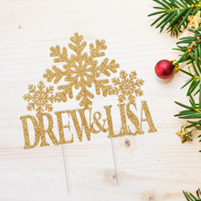 Load image into Gallery viewer, Engagement Cake Topper | Winter Wedding Cake Topper | Snowflake Cake Topper | Engagement Gift