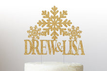 Load image into Gallery viewer, Engagement Cake Topper | Winter Wedding Cake Topper | Snowflake Cake Topper | Engagement Gift