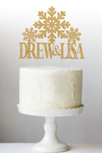 Load image into Gallery viewer, Engagement Cake Topper | Winter Wedding Cake Topper | Snowflake Cake Topper | Engagement Gift