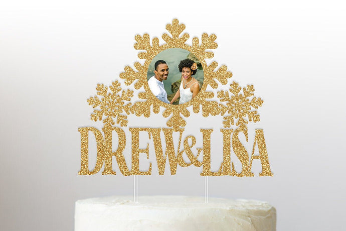 Winter Wedding Snowflake Cake Topper | Engagement Party | Snowflake Cake Topper | Photo Cake Topper | Name Cake Topper