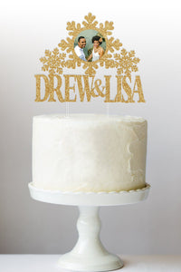 Winter Wedding Snowflake Cake Topper | Engagement Party | Snowflake Cake Topper | Photo Cake Topper | Name Cake Topper