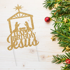 Happy Birthday Jesus | Nativity Cake Topper | Christmas Cake Topper | Manger Scene