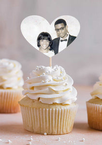 Custom Heart Cupcake Toppers with Photo