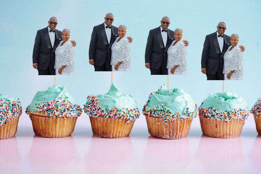 Photo Cupcake Toppers, Anniversary Cupcake Toppers, Personalized Face Cupcakes