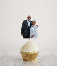 Load image into Gallery viewer, Photo Cupcake Toppers, Anniversary Cupcake Toppers, Personalized Face Cupcakes